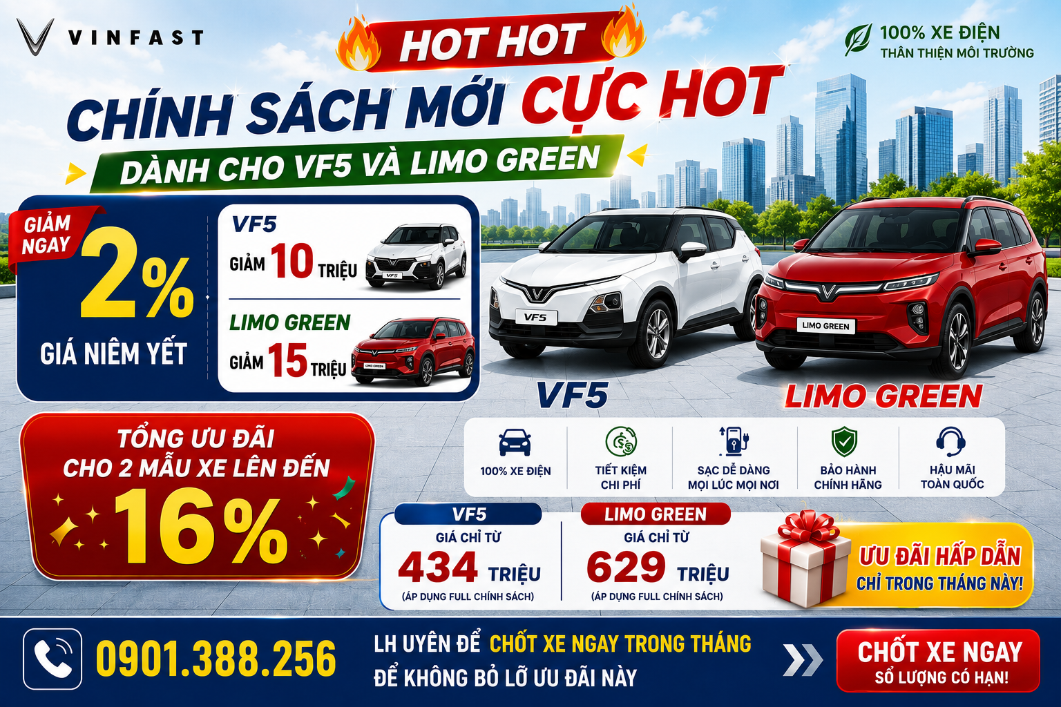 Bùng Nổ Ưu Đãi: VinFast VF5 Và Limo Green Giảm Giá Niêm Yết Cực HOT trong Tháng